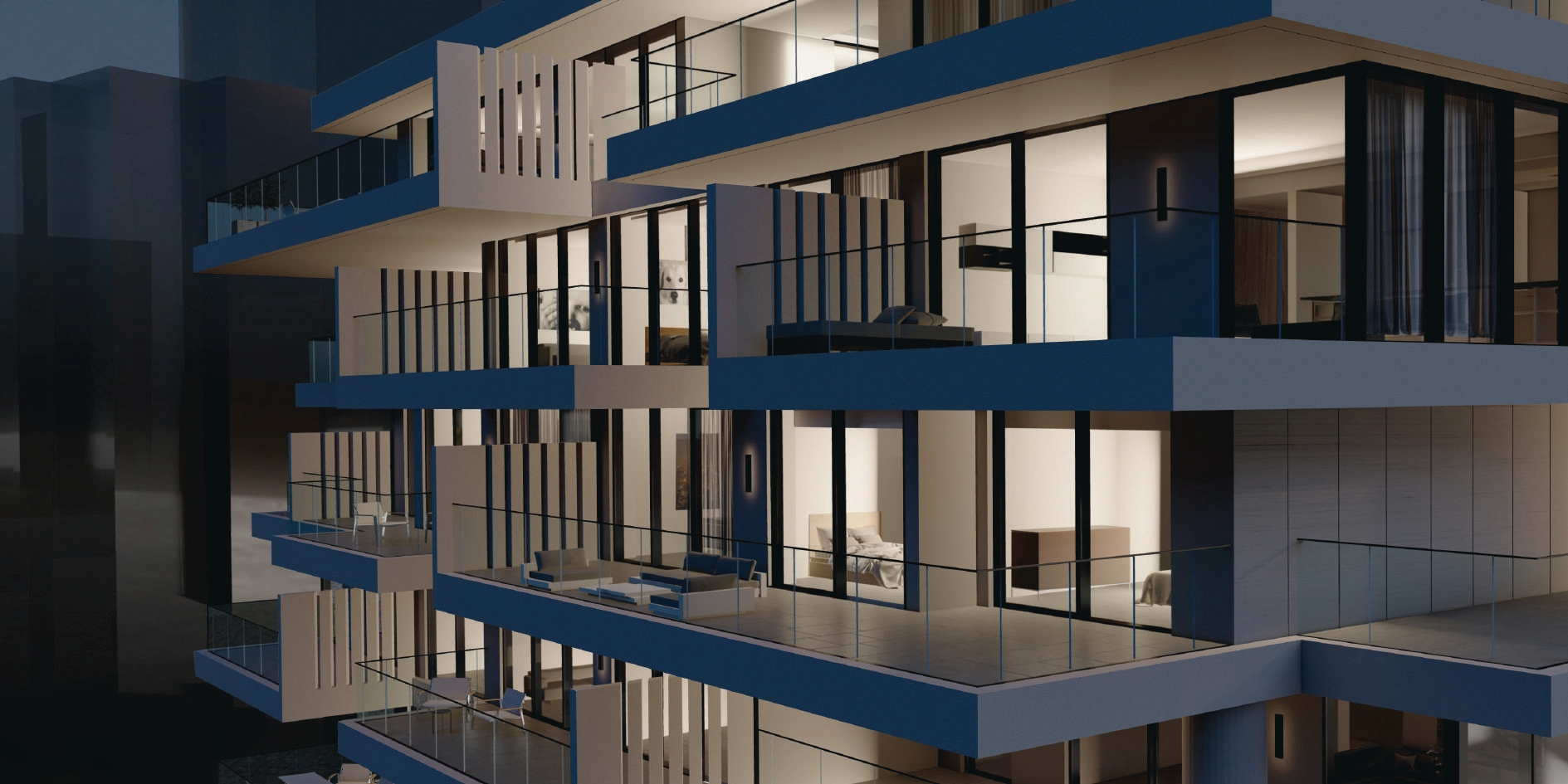 Spacious balcony at Canal by M overlooking the sea with outdoor lifestyle space