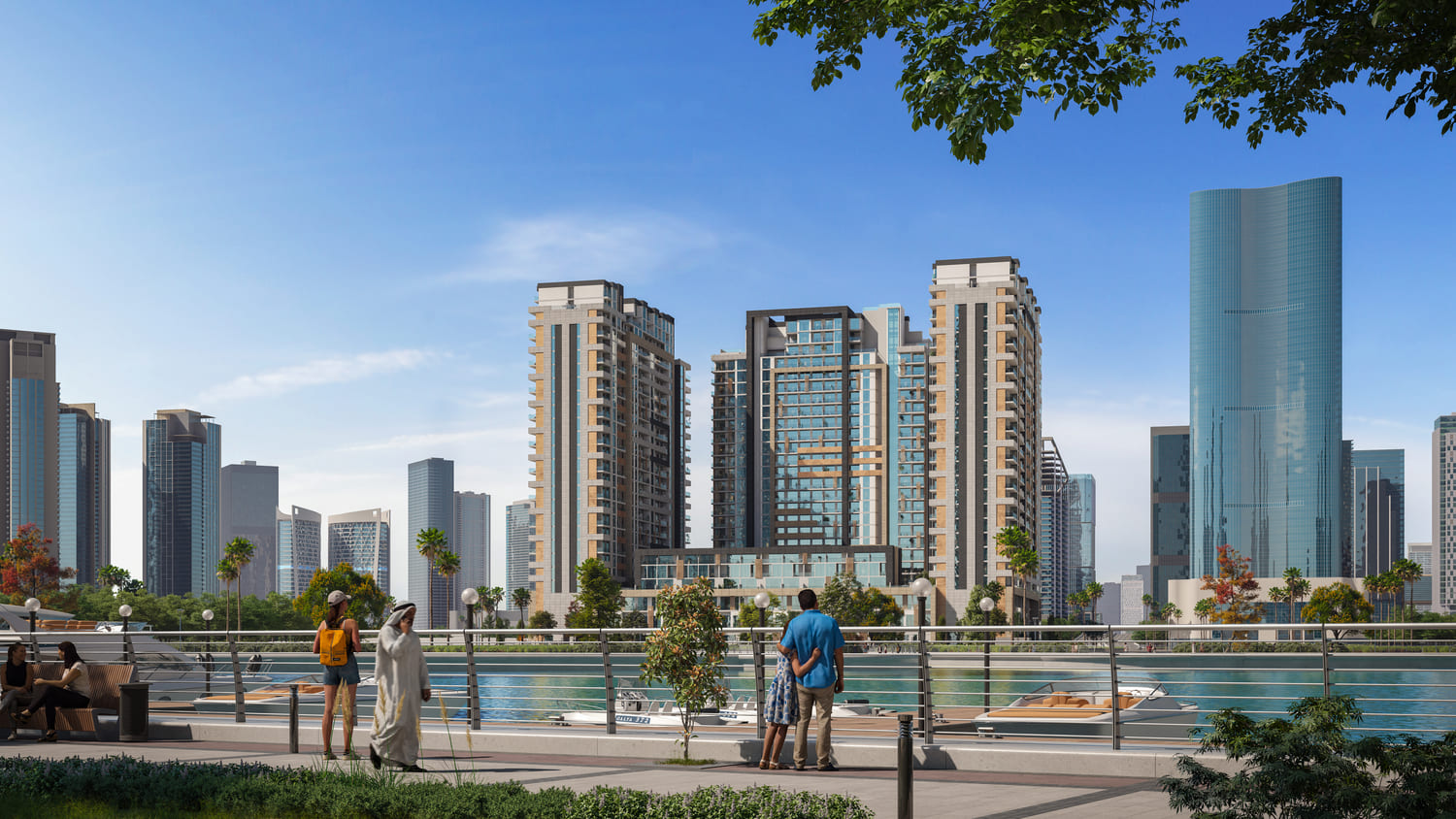 Podium level exterior design at The District Al Reem Island Abu Dhabi