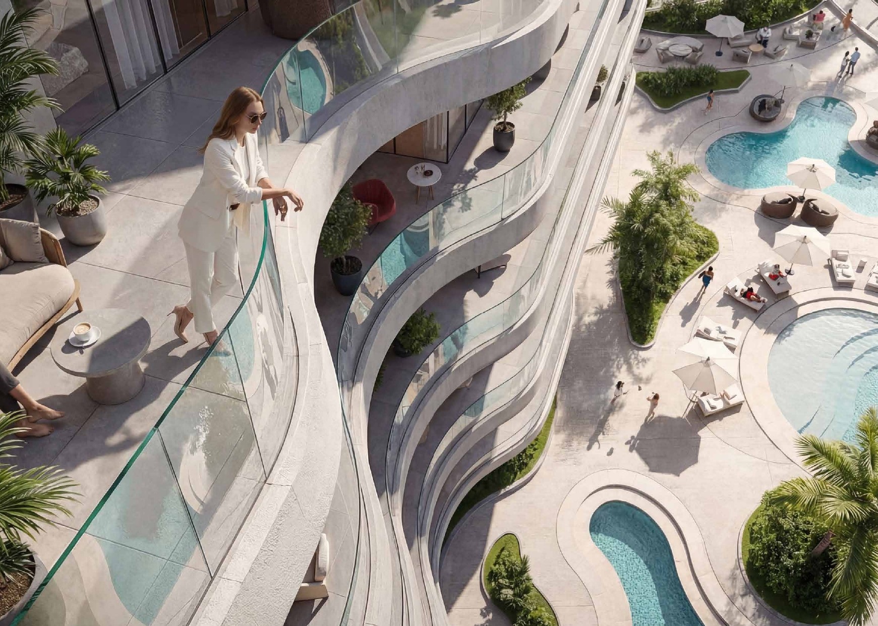 Radiant Wave tower exterior highlighting contemporary architecture with panoramic Abu Dhabi skyline and sea views