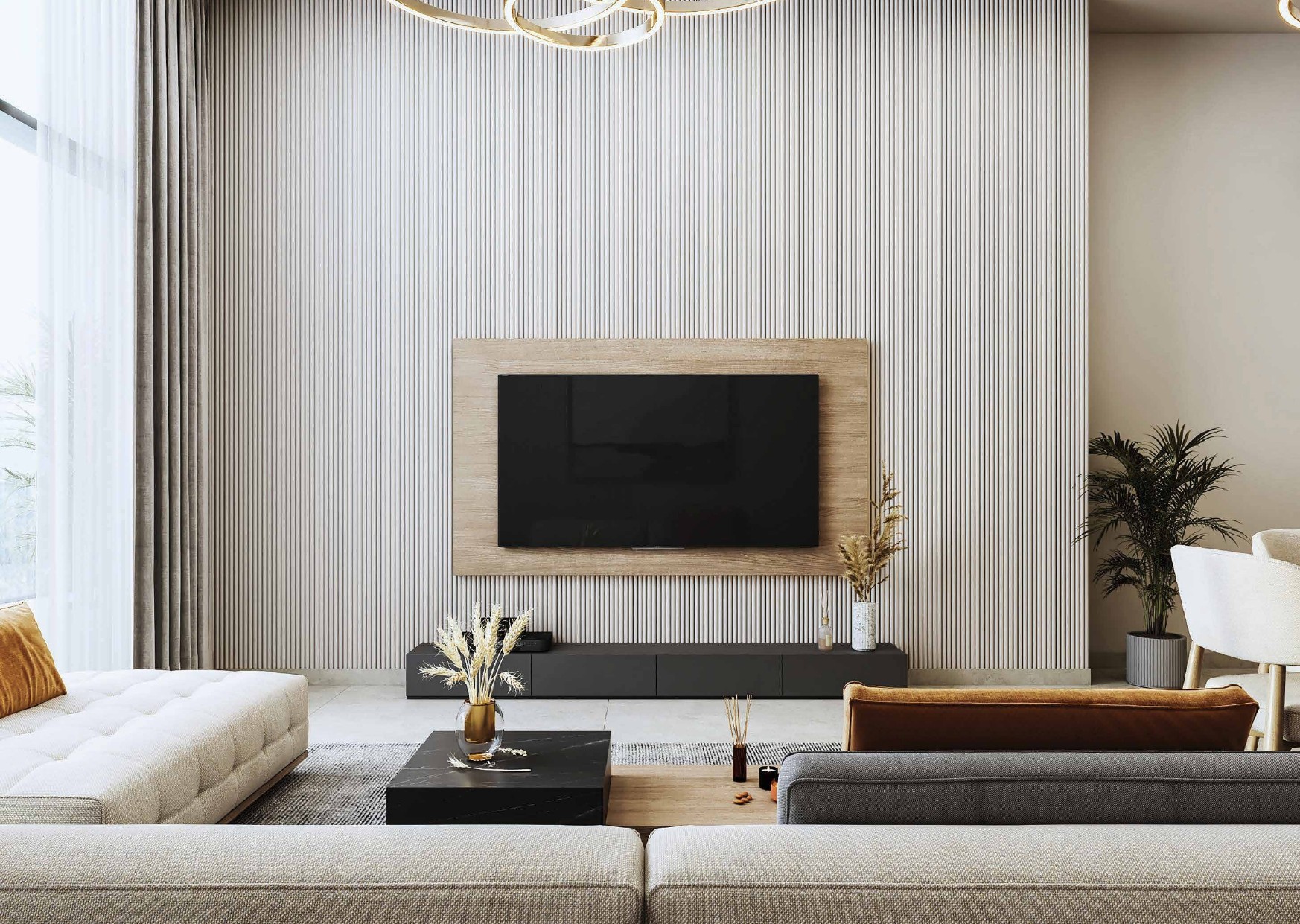 Radiant Wave Living interior featuring elegant fittings, premium materials, and contemporary minimalist design