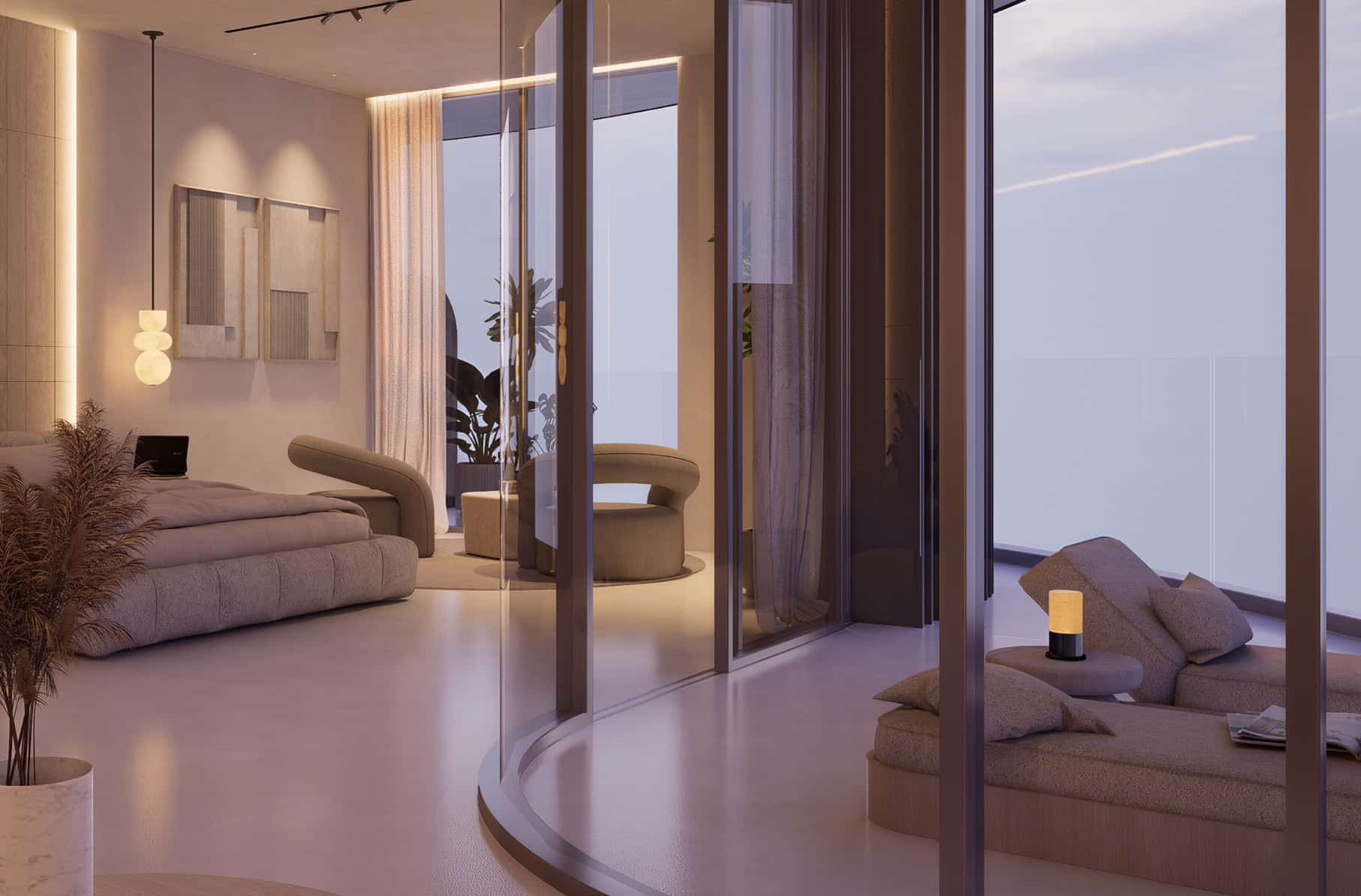Stylish Flow25 kitchen and lounge interior showcasing functional layout, premium fittings, and comfortable everyday living environment.