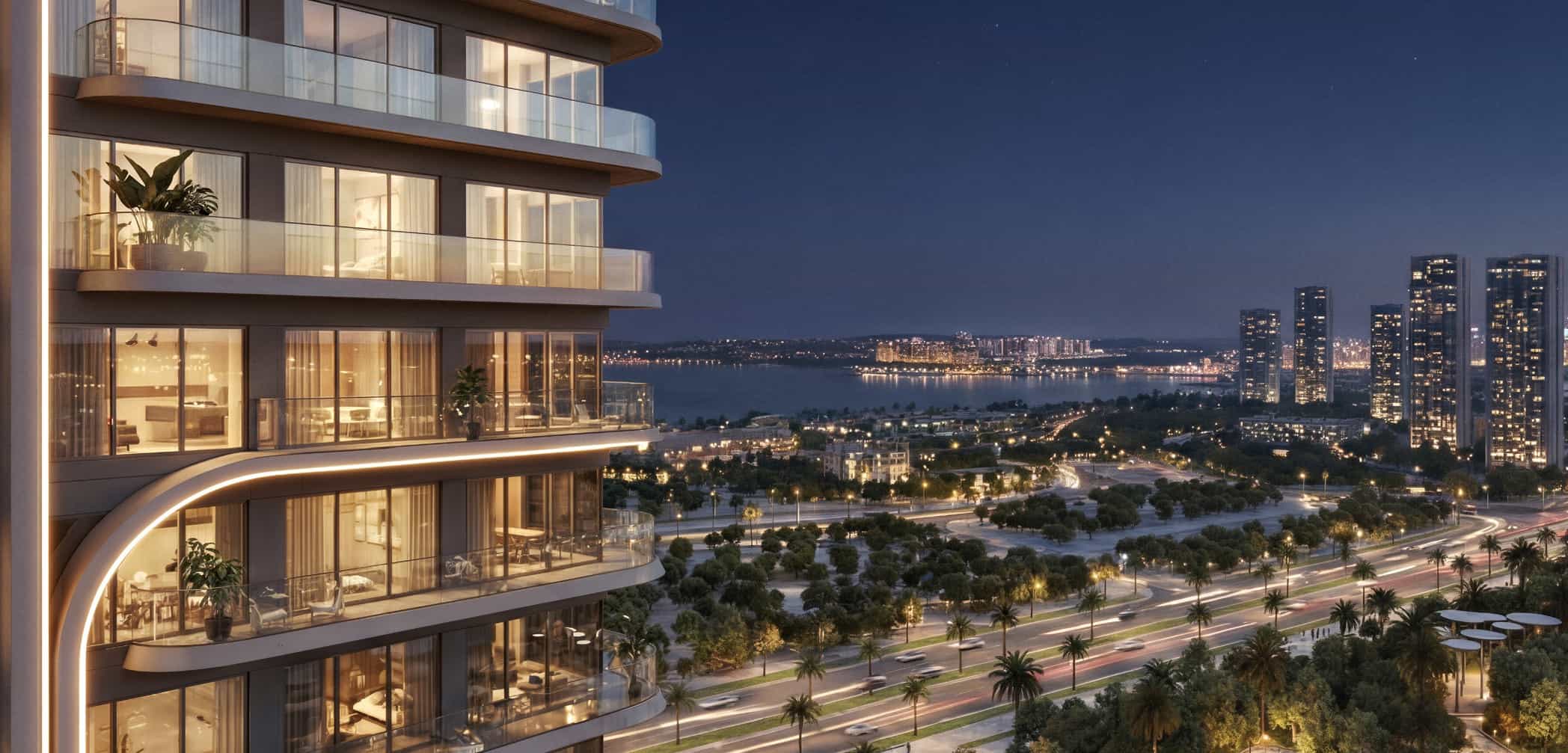 Contemporary façade of Rotana Residences Al Reem Island, Abu Dhabi, UAE highlighting sleek tower architecture, elegant exterior finishes, and luxury residential appeal