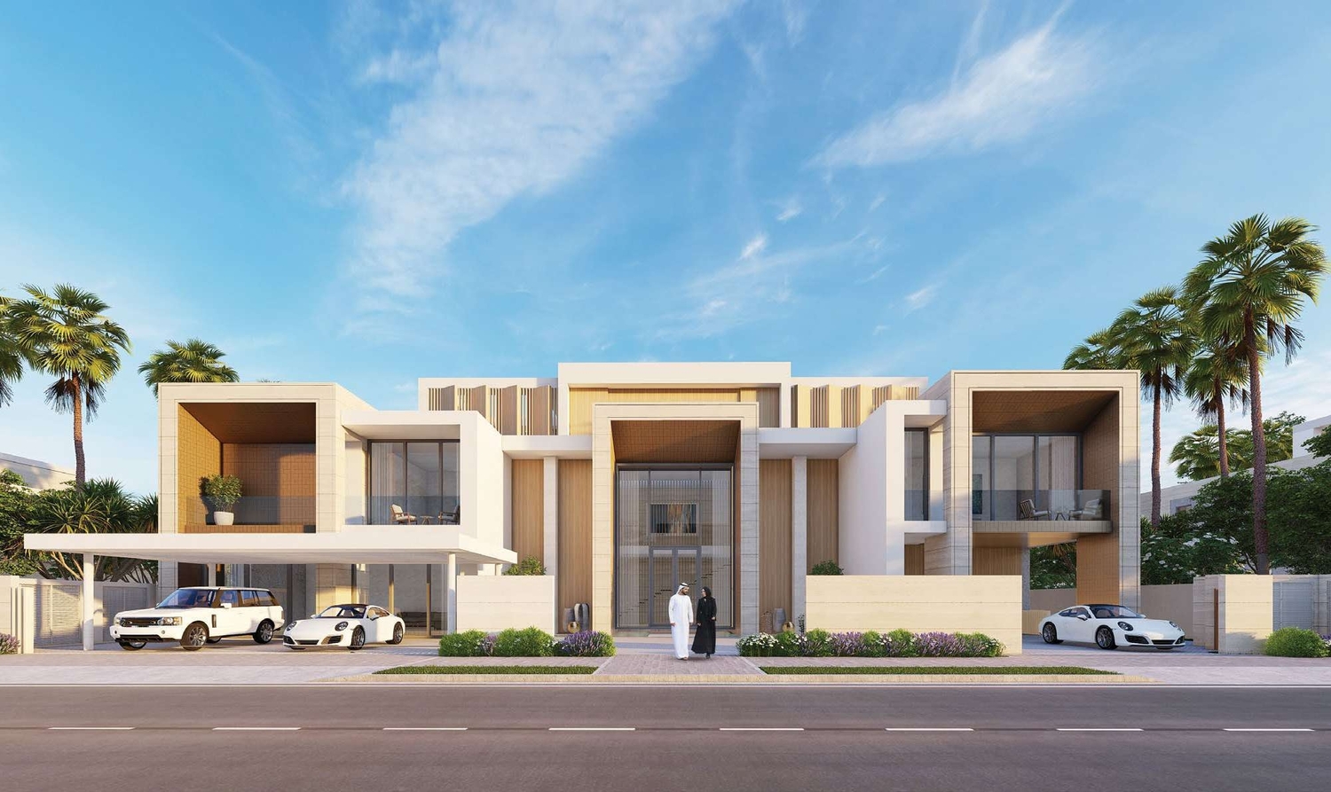 Modern villa façade of Reem Hills Villas on Al Reem Island with premium architectural design.