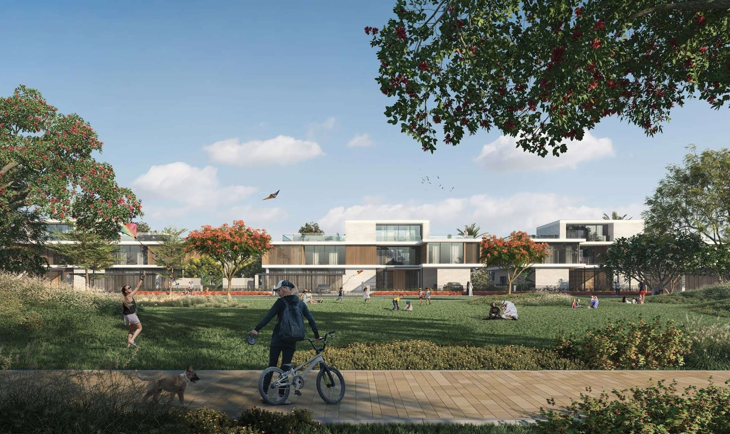 Reem Hills Villas exterior at Al Reem Island showcasing luxury waterfront villas and landscaped community views.