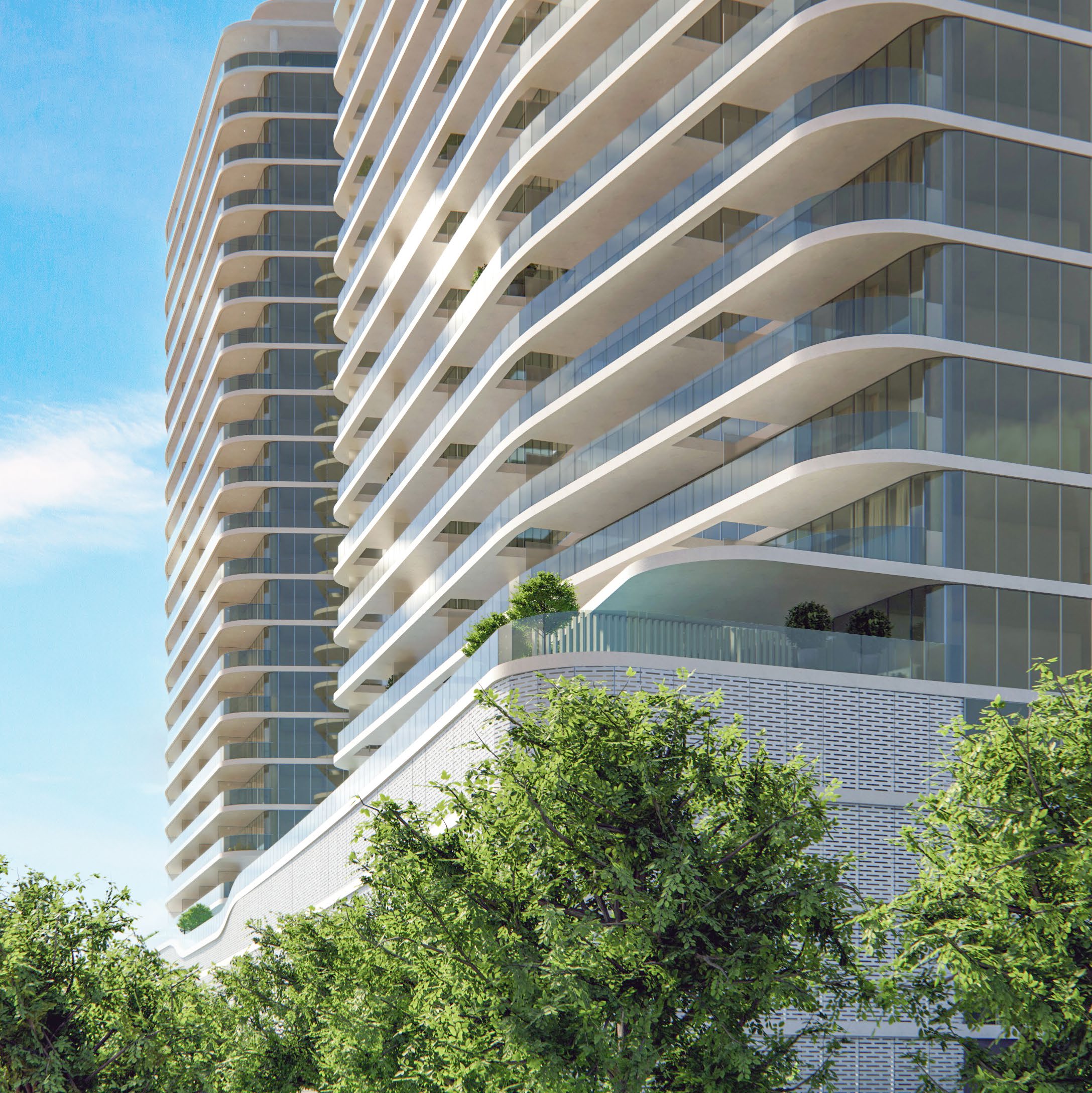 Premium exterior façade of Marlin Reportage overlooking the Arabian Gulf in Abu Dhabi.