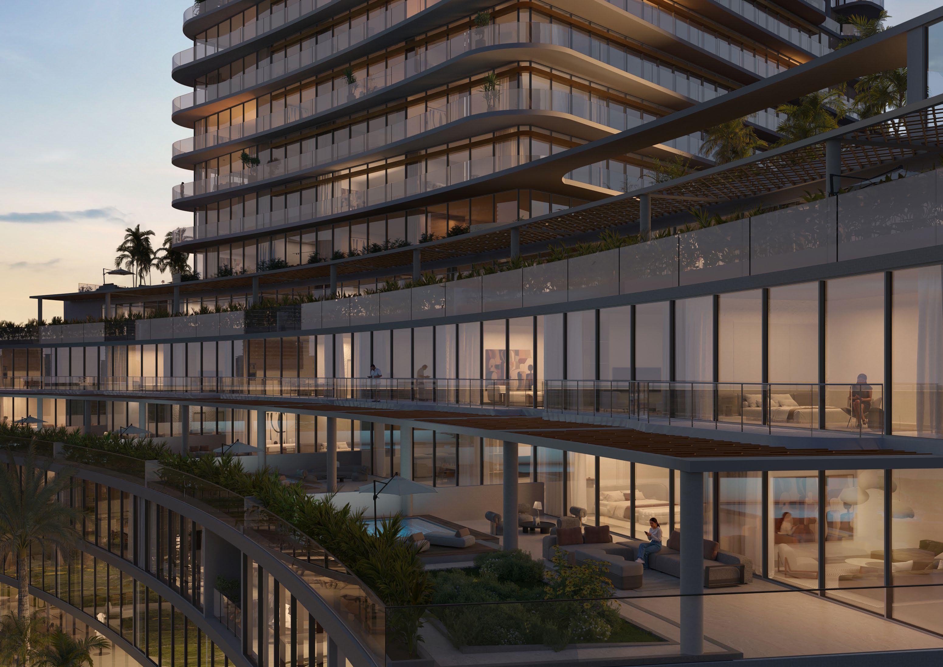 High-rise silhouette of Radiant Elite Tower rising 40 floors above Al Reem Island’s waterfront.