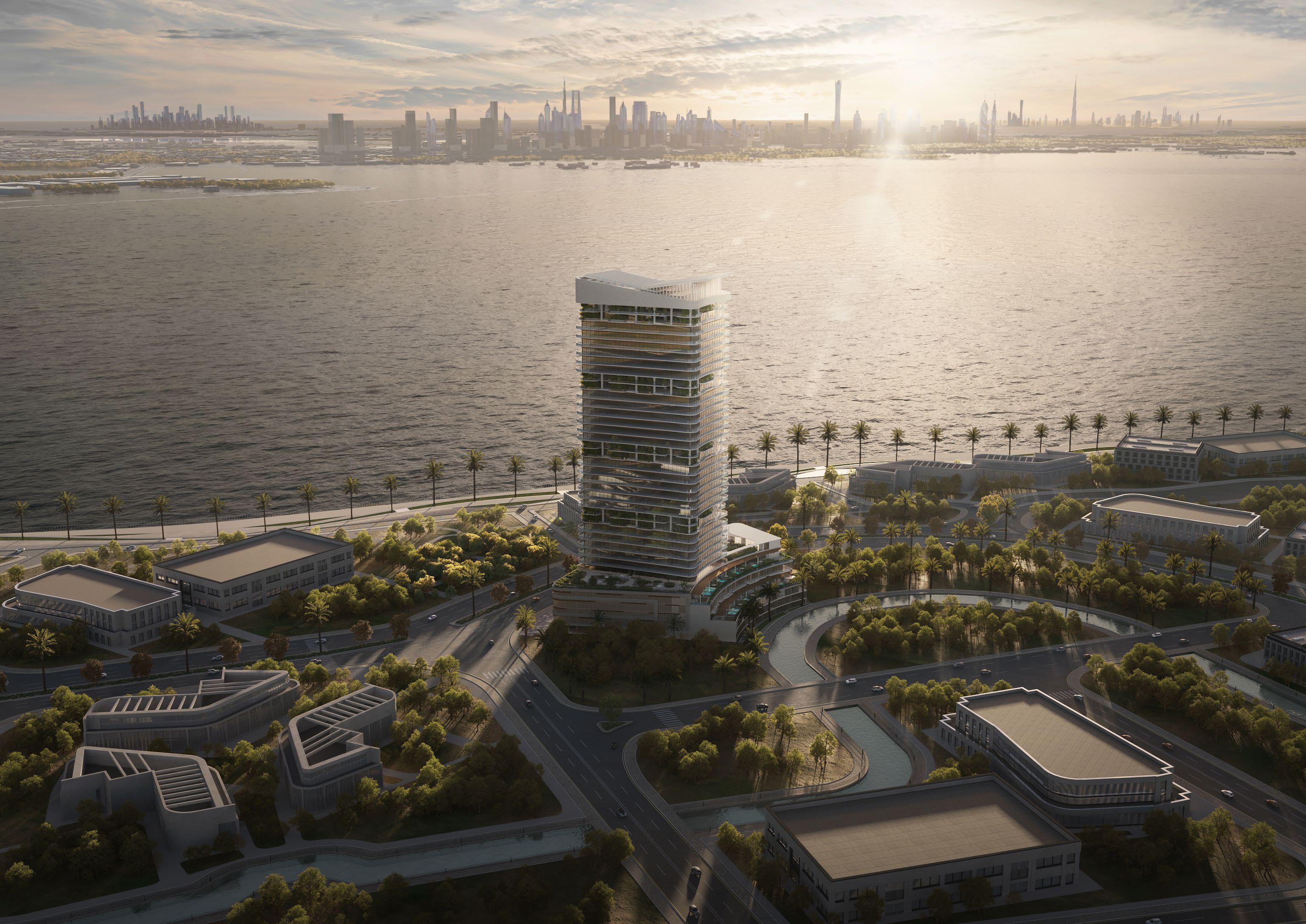 Canal-facing exterior view capturing serene water vistas and modern architectural lines.