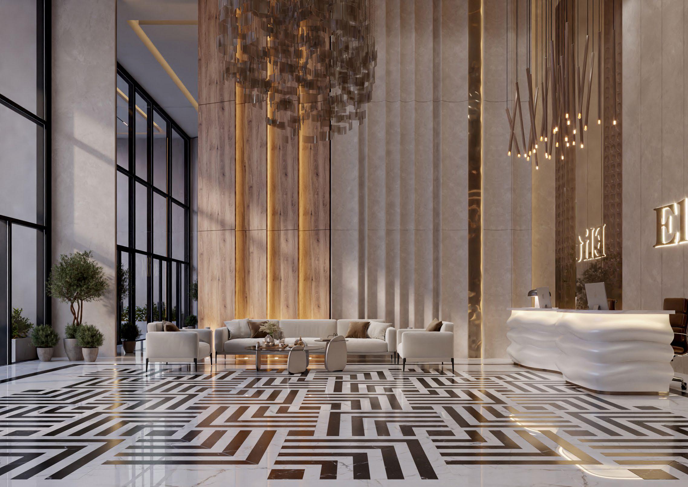 Radiant Elite Tower hallway interior featuring clean architectural lines, soft lighting, and premium materials enhancing the luxury ambiance.
