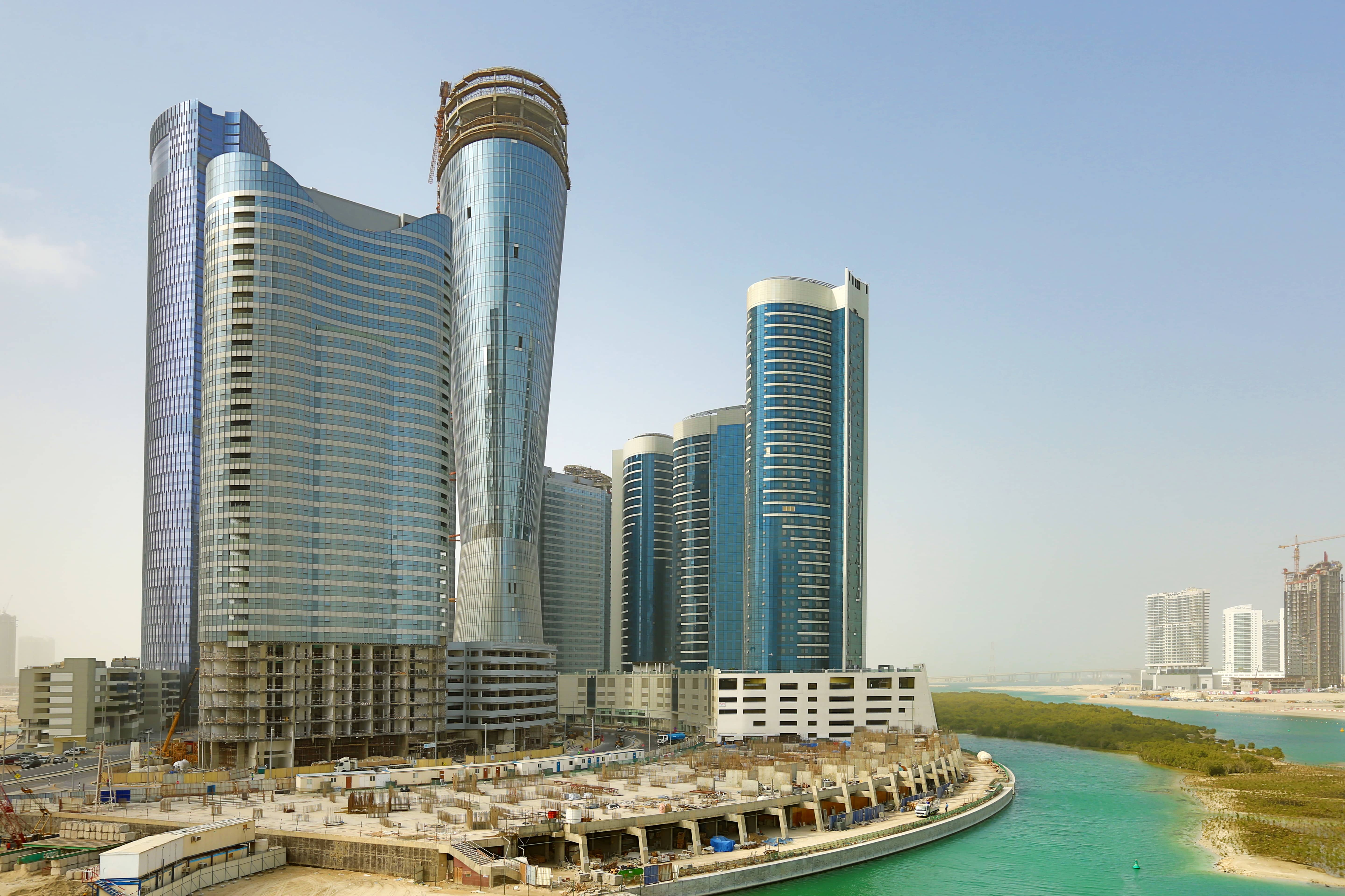 Hydra Avenue Al Reem Island exterior featuring luxury apartments with panoramic waterfront surroundings