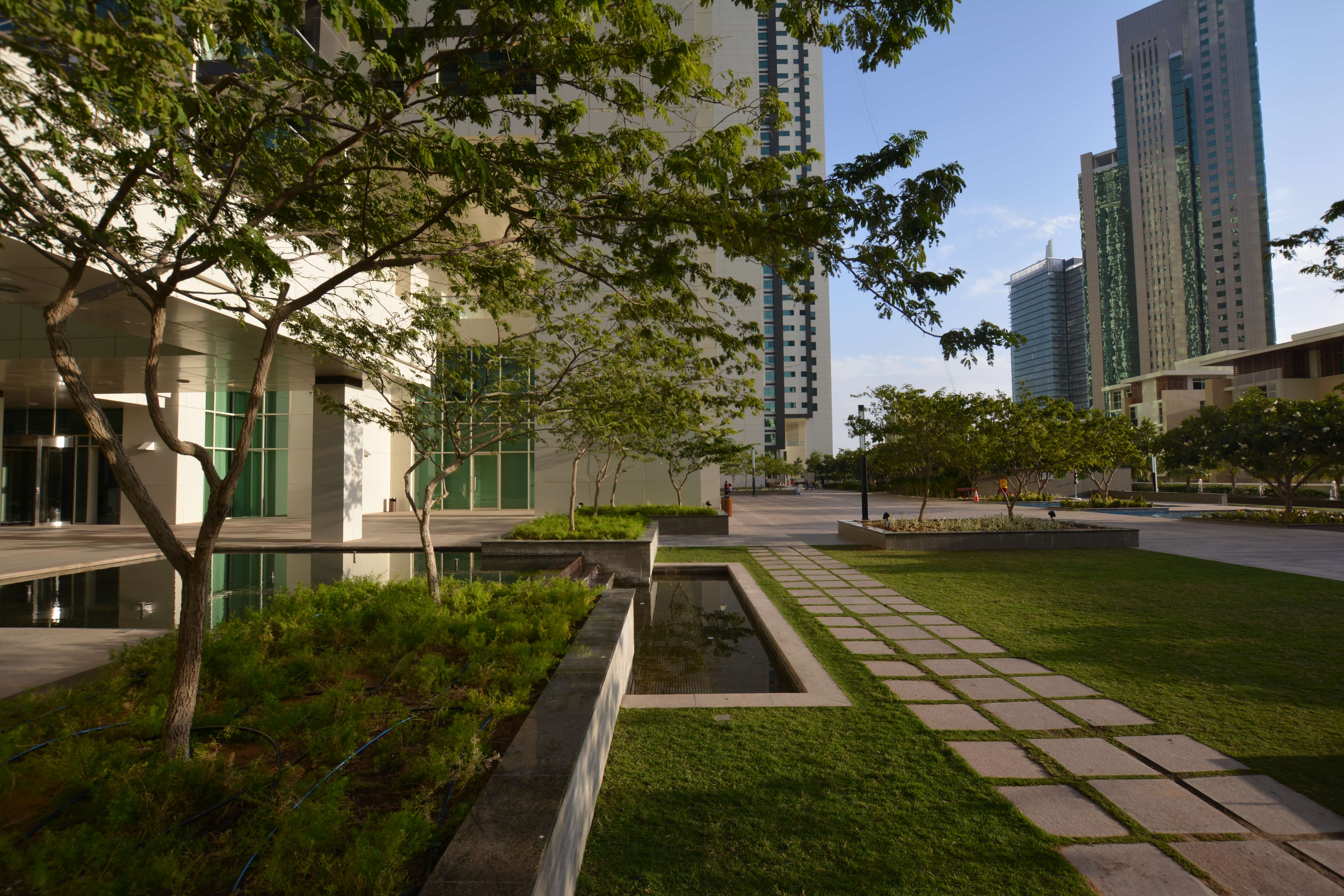 Al Maha Tower exterior entrance and driveway, Marina Square Al Reem Island