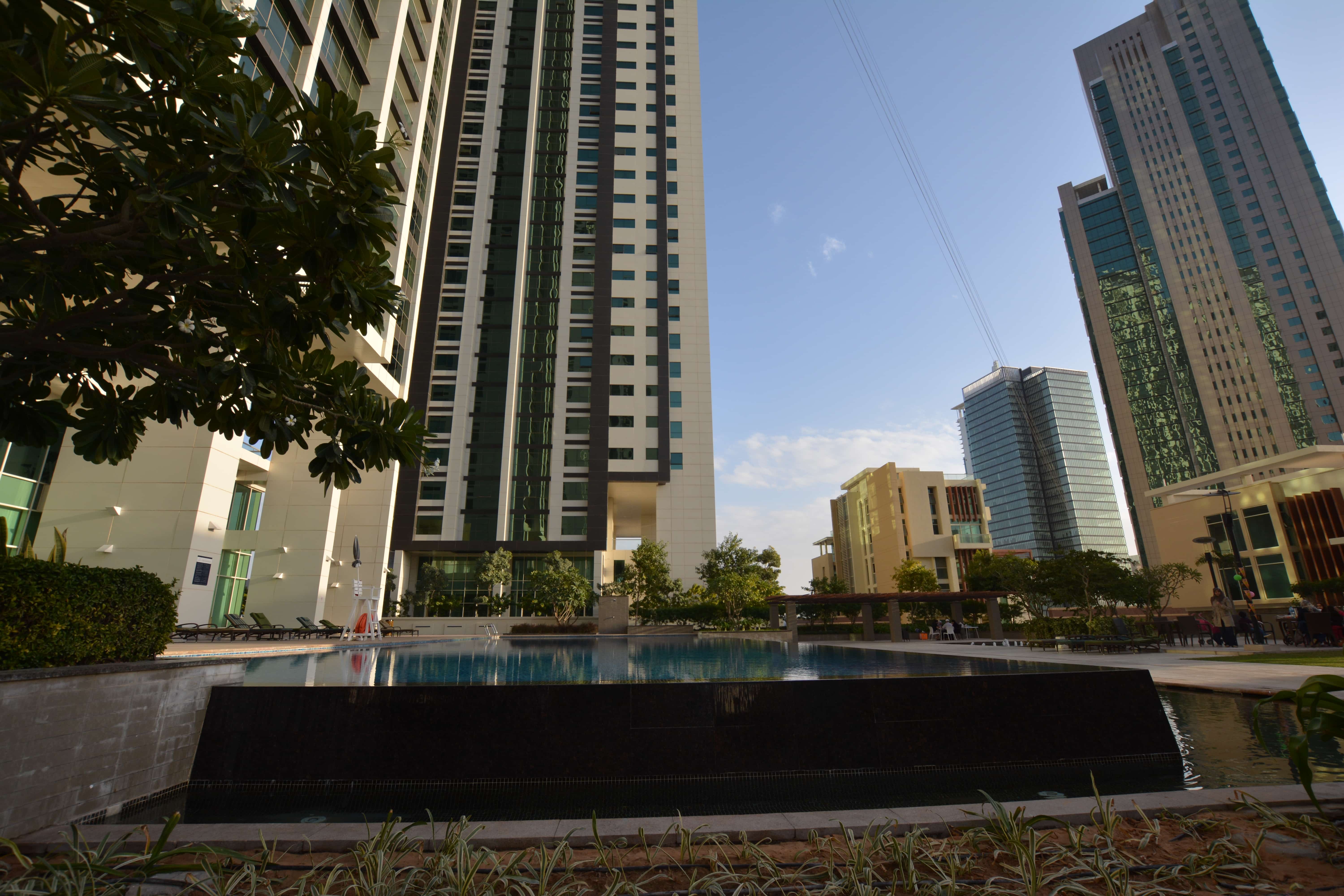 Al Maha Tower waterfront exterior view, Marina Square Al Reem Island apartments