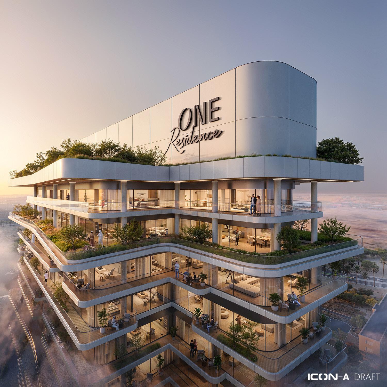 ONE Residence Al Reem Island Abu Dhabi exterior showcasing contemporary luxury apartments and premium waterfront residential architecture.