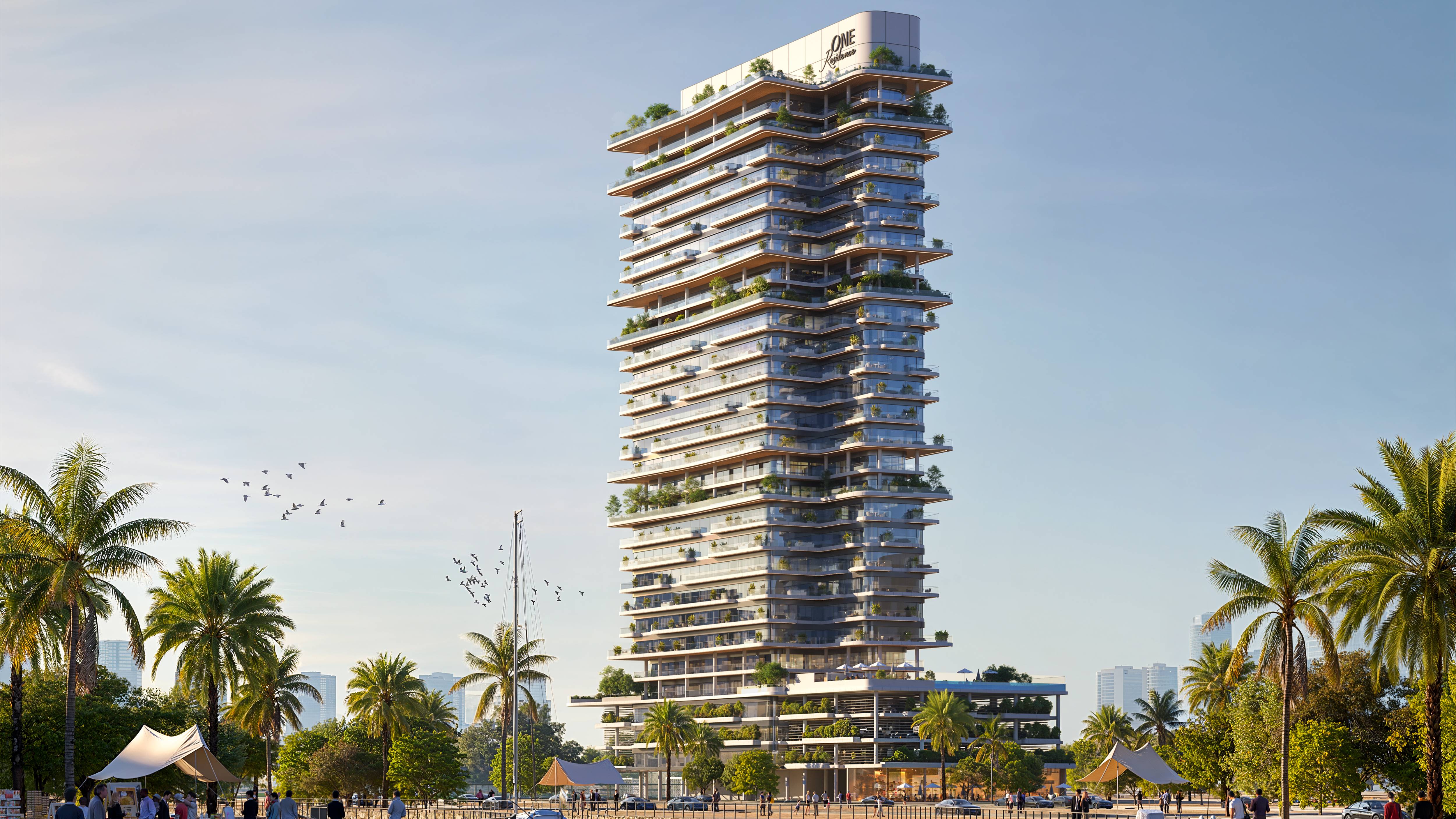 Panoramic exterior view of ONE Residence Abu Dhabi showing residential towers, waterfront, and premium lifestyle amenities.jpg