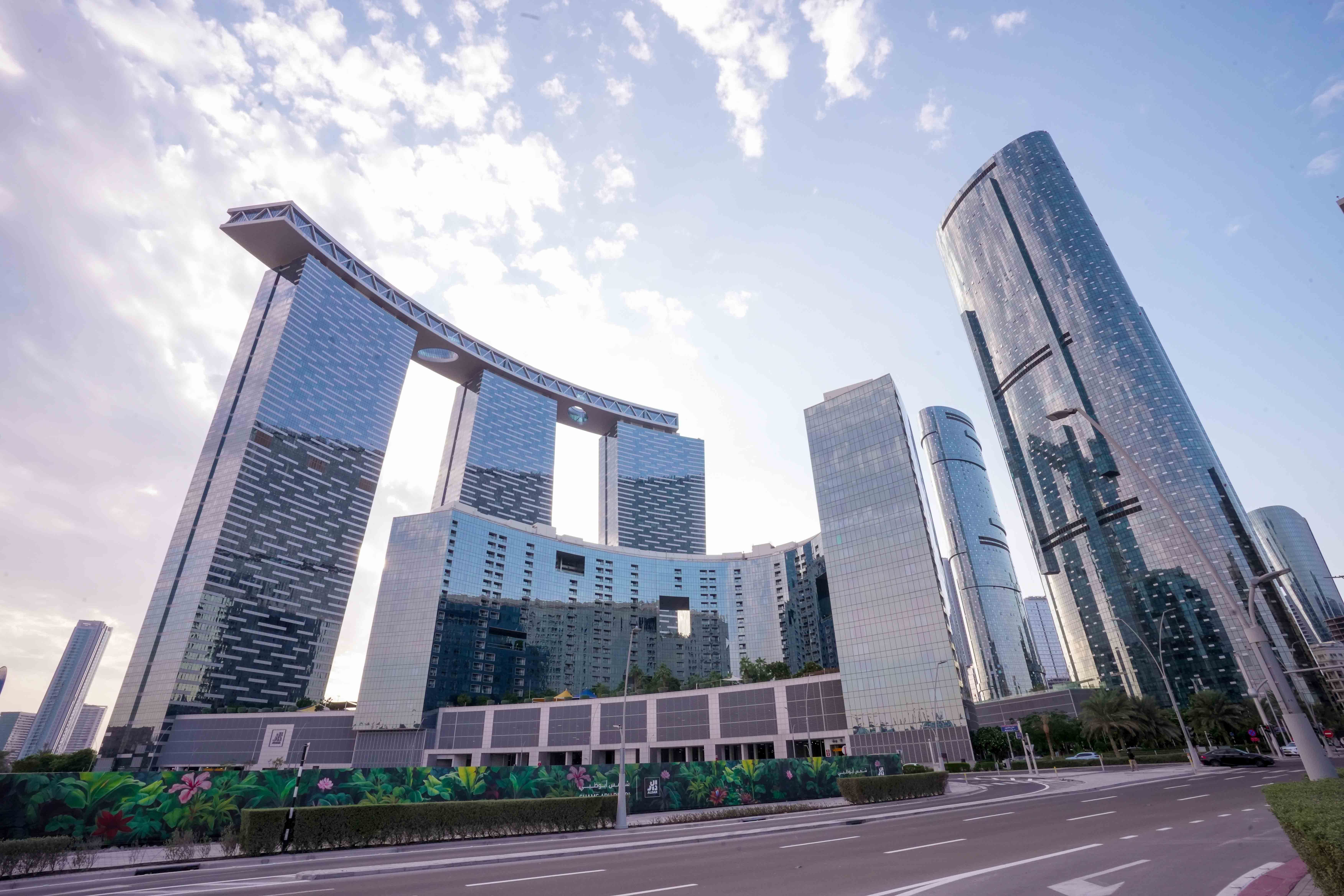 The Gate Towers iconic architecture in The Gate District, Shams Abu Dhabi featuring luxury high-rise residences and urban waterfront lifestyle.