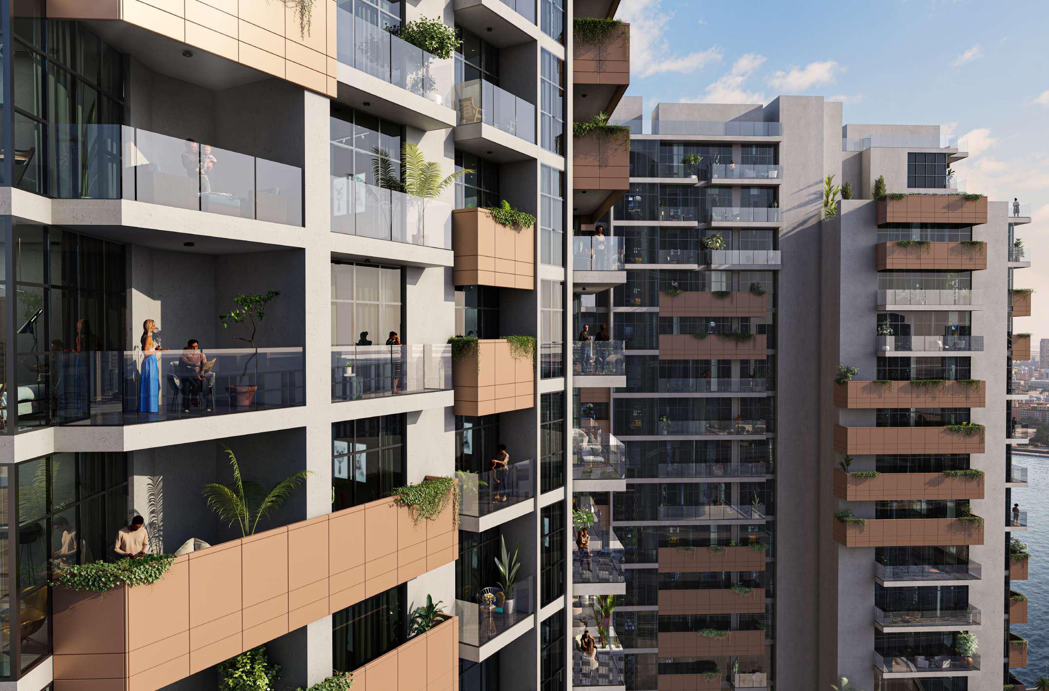 Vista 3 Al Reem Island Abu Dhabi displaying sophisticated exterior design with spacious balconies and glass façade.