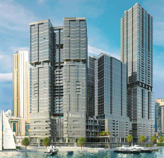 Architectural twin towers exterior of Radiant Viewz by Radiant Real Estate at Al Reem Island, Abu Dhabi luxury property.