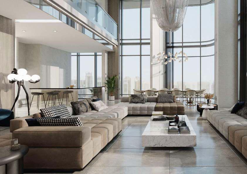 Modern built-in wardrobe and dressing area interior inside Radiant Viewz duplex apartments at Al Reem Island, Abu Dhabi.