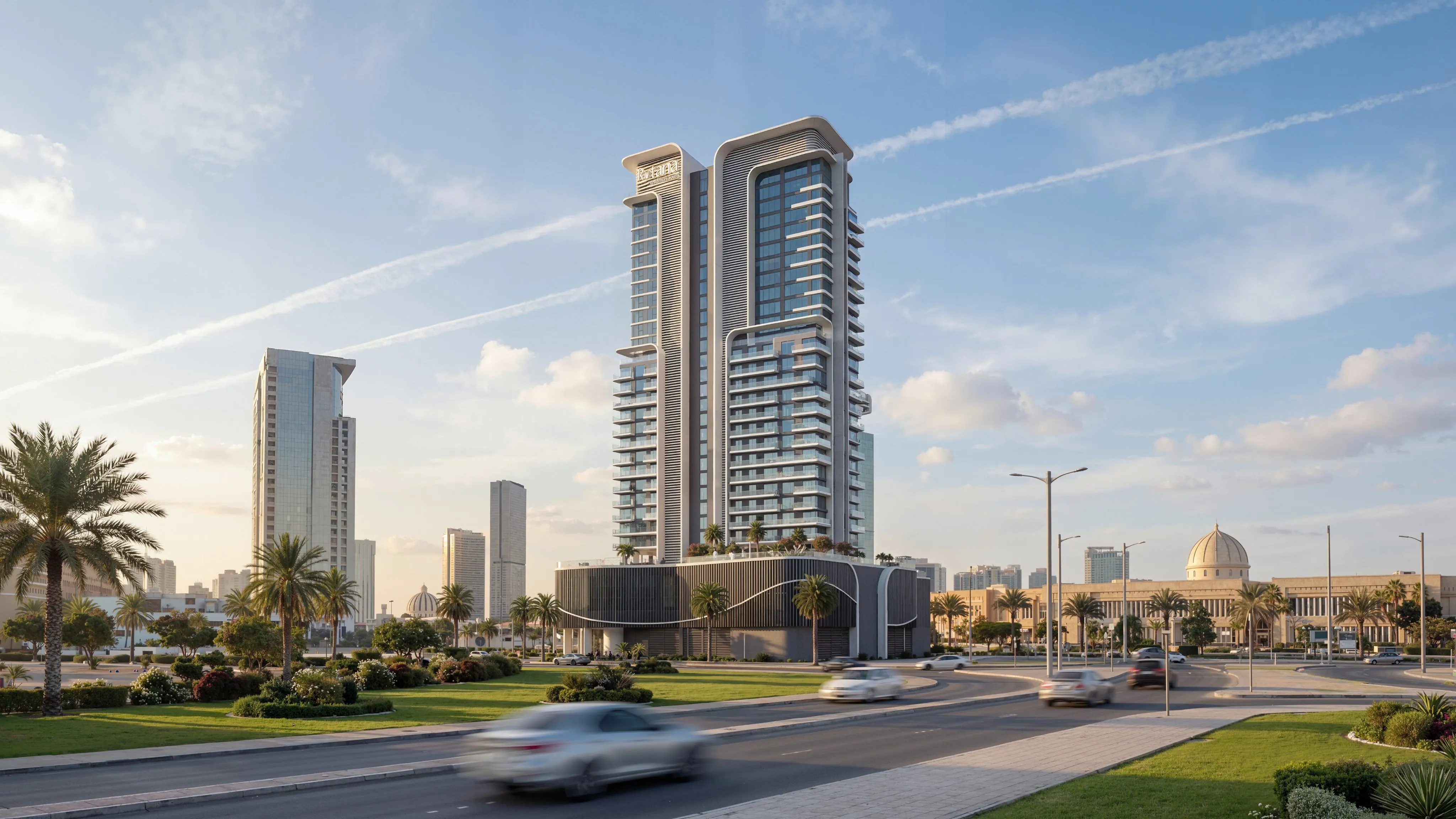 Jogging track and landscaped outdoor area at Rotana Residences Abu Dhabi Al Reem Island promoting an active waterfront lifestyle.