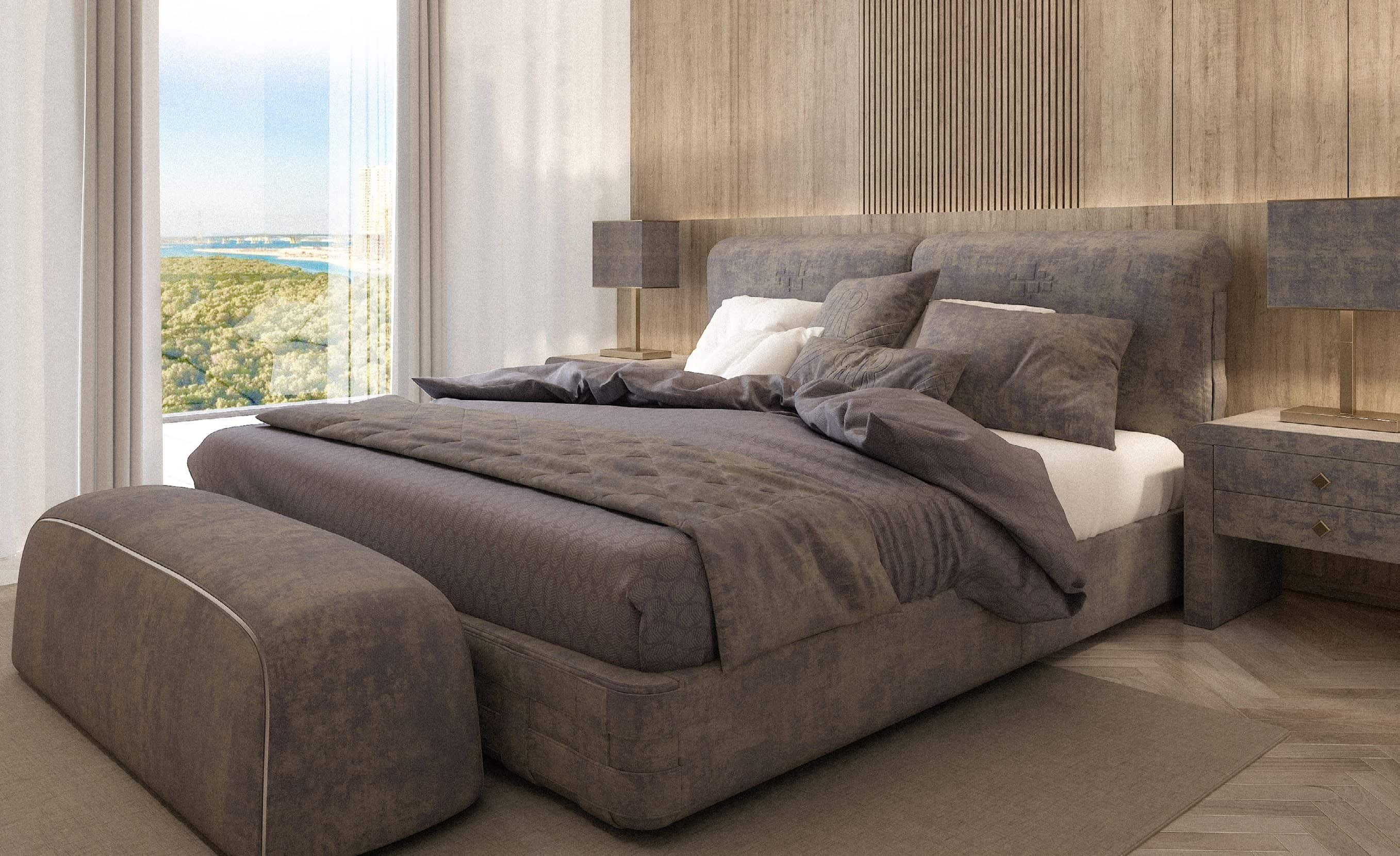 Radiant Bridges Towers bedroom interior on Al Reem Island Abu Dhabi showcasing refined design, warm tones, and premium residential comfort.